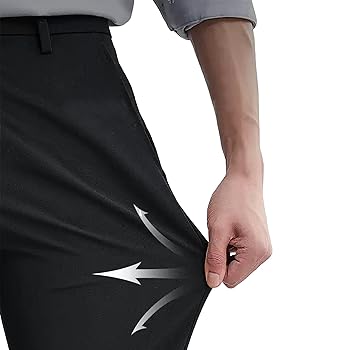YUCENFU Men's Slim Fit 4-Way Stretch Pant Flat Front Flex